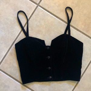 Black velvet bustier crop top
